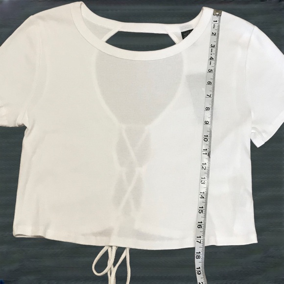 CLEARANCE ~ WILD FABLE Ribbed Open Tie Back Cropped Baby Tee - Picture 5 of 7